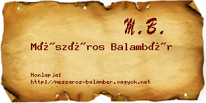Mészáros Balambér névjegykártya