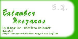 balamber meszaros business card